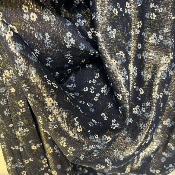 NWOT $434 MICHAEL KORS Navy Metal Floral Maxi Long Dresses Size M Women - Picture 2 of 10